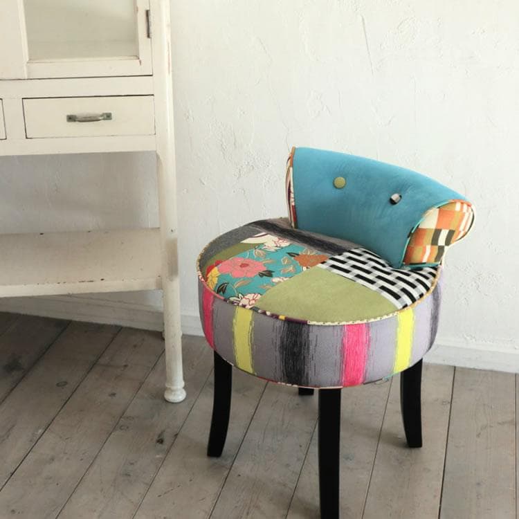 パッチワークチェア カラフルブルー