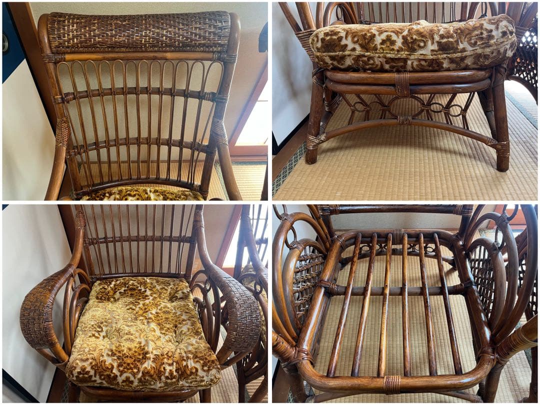 【O-1269】KOiZUMi コイズミ シングルソファ ラタン 籐 昭和レトロ