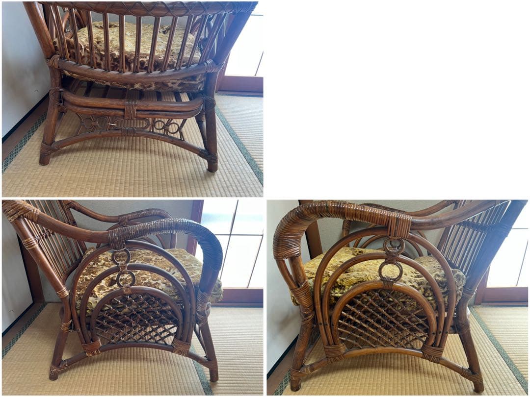 【O-1269】KOiZUMi コイズミ シングルソファ ラタン 籐 昭和レトロ