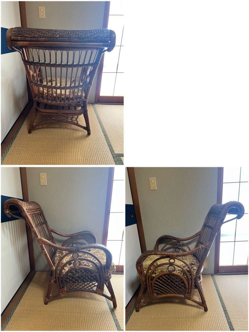 【O-1269】KOiZUMi コイズミ シングルソファ ラタン 籐 昭和レトロ