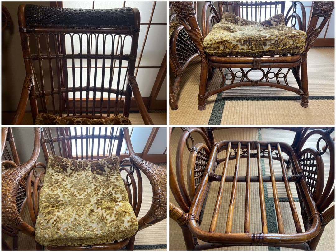 【O-1269】KOiZUMi コイズミ シングルソファ ラタン 籐 昭和レトロ