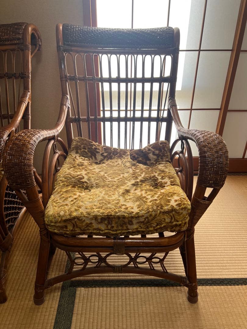 【O-1269】KOiZUMi コイズミ シングルソファ ラタン 籐 昭和レトロ