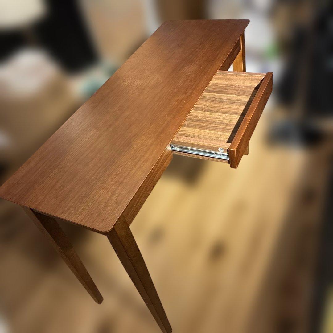 最終値下げ　美品　上質ウォルナット突板 美品デスク 引出付コンソール110cm