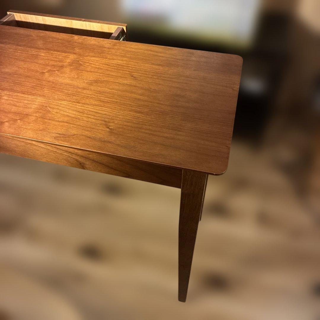 最終値下げ　美品　上質ウォルナット突板 美品デスク 引出付コンソール110cm