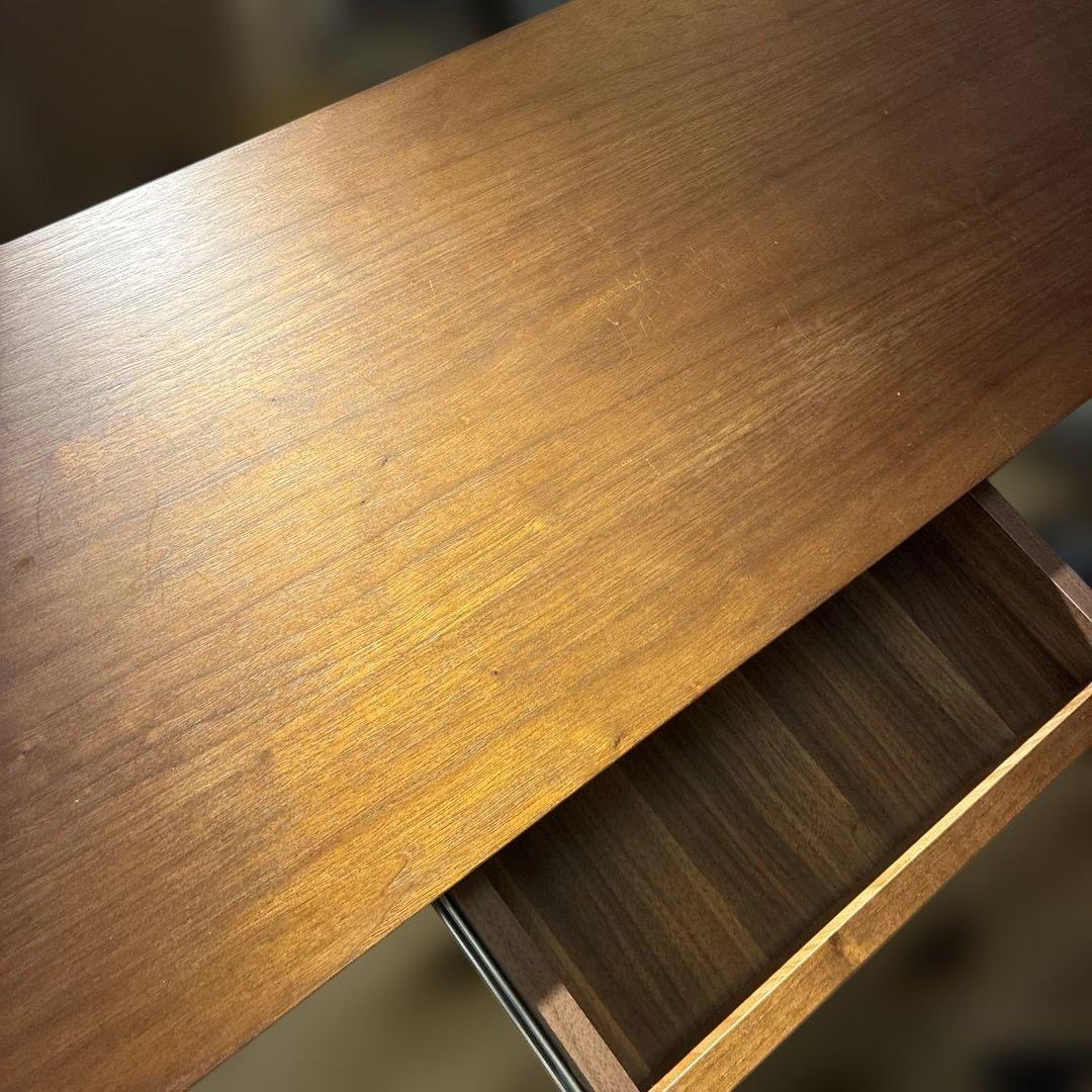 最終値下げ　美品　上質ウォルナット突板 美品デスク 引出付コンソール110cm