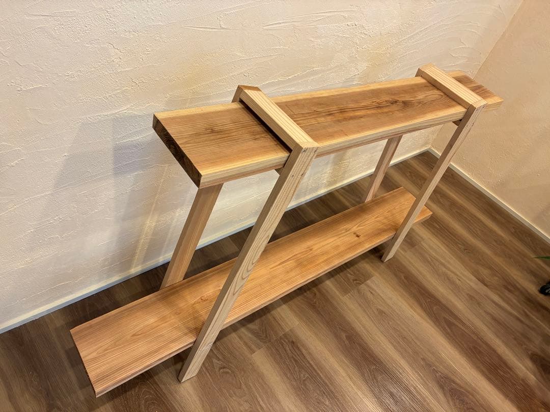 杉無垢 飾り棚 2段ラック 無塗装 幅120cm/90cm ハンドメイドシェルフ