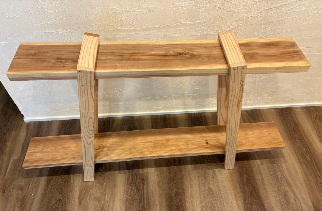 杉無垢 飾り棚 2段ラック 無塗装 幅120cm/90cm ハンドメイドシェルフ