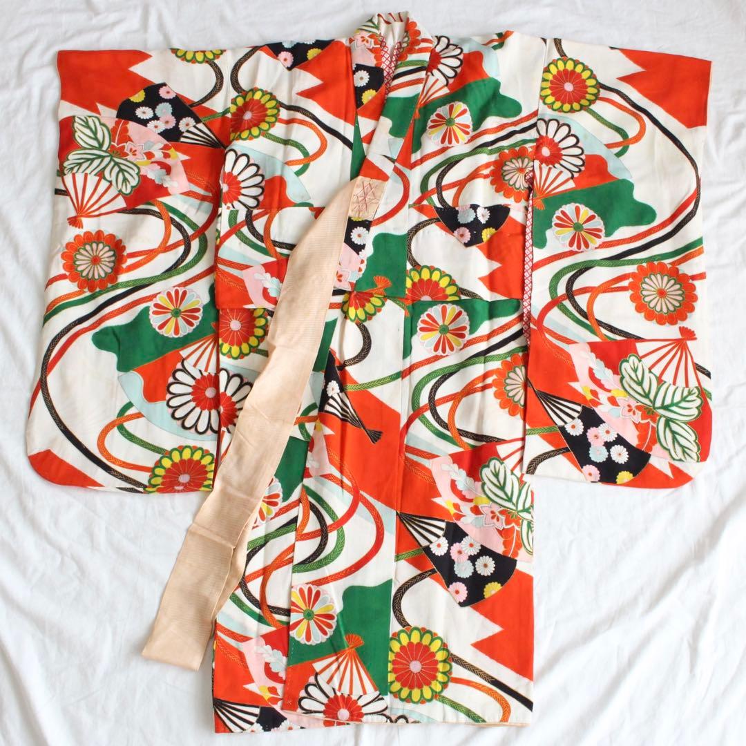 七五三 7歳 女の子 子供 アンティーク 着物 帯 セット