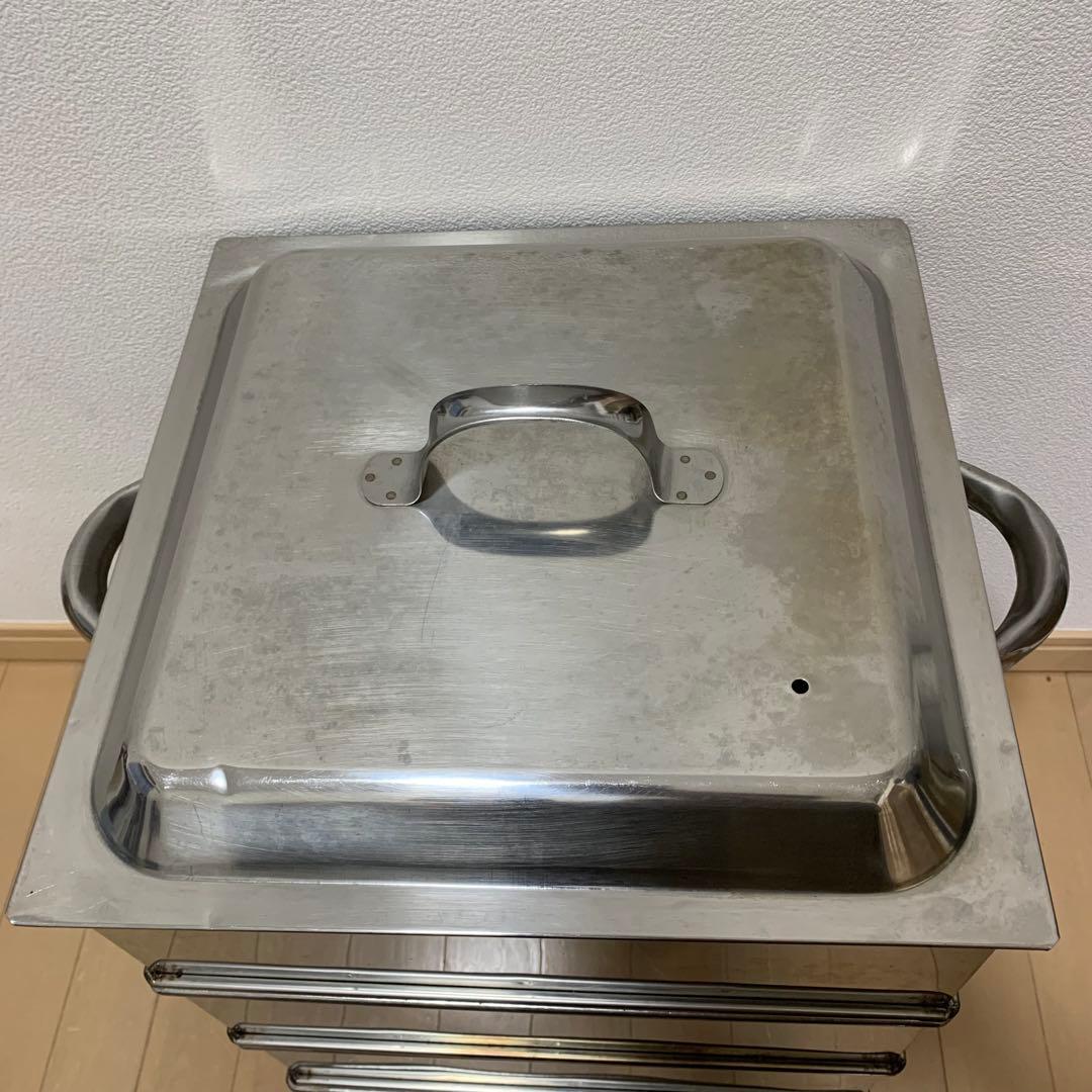 角蒸し器　4段（蒸籠3段）　業務用　ステンレス製　大容量蒸し器　セイロ　店舗