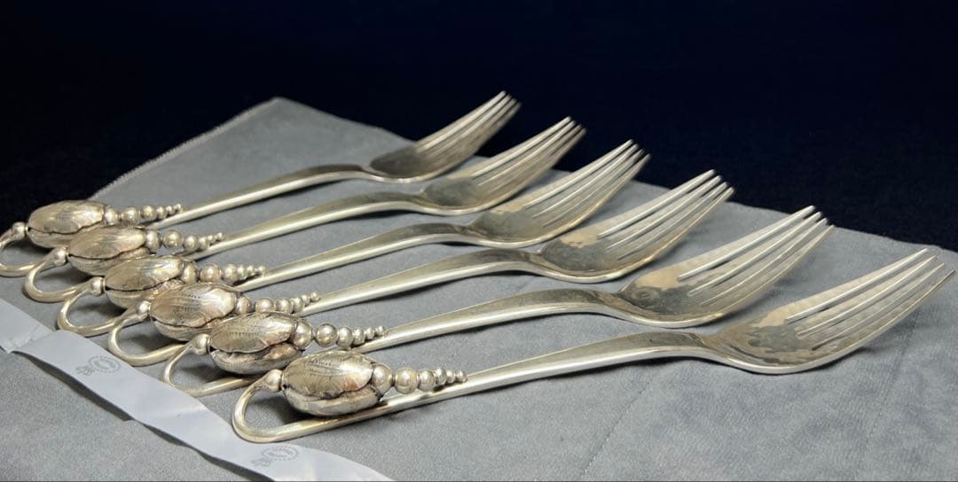 ジョージジェンセン　ブロッサムディナーフォークsterling925 6本　袋付