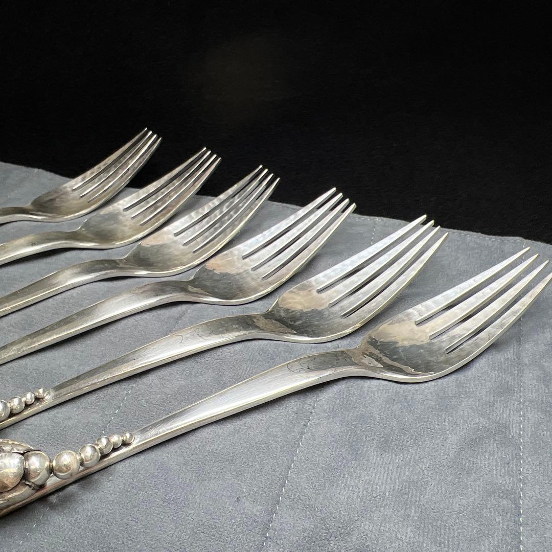 ジョージジェンセン　ブロッサムディナーフォークsterling925 6本　袋付