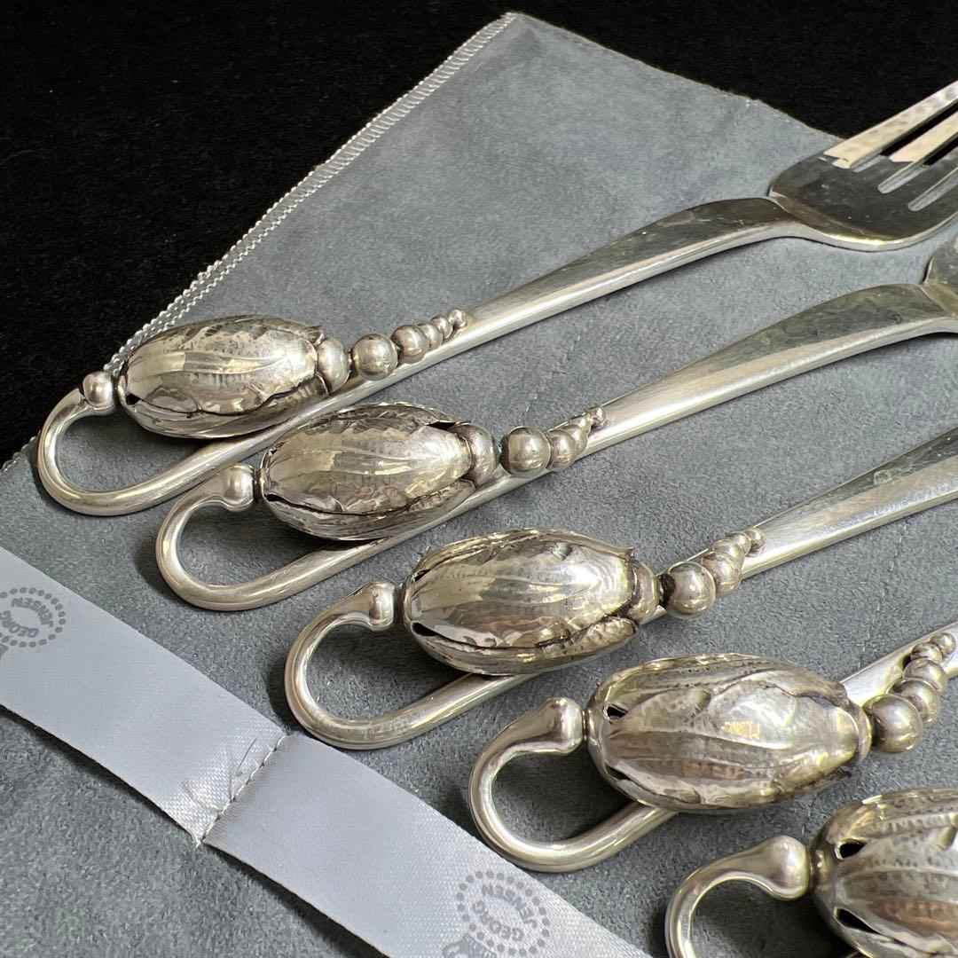 ジョージジェンセン　ブロッサムディナーフォークsterling925 6本　袋付