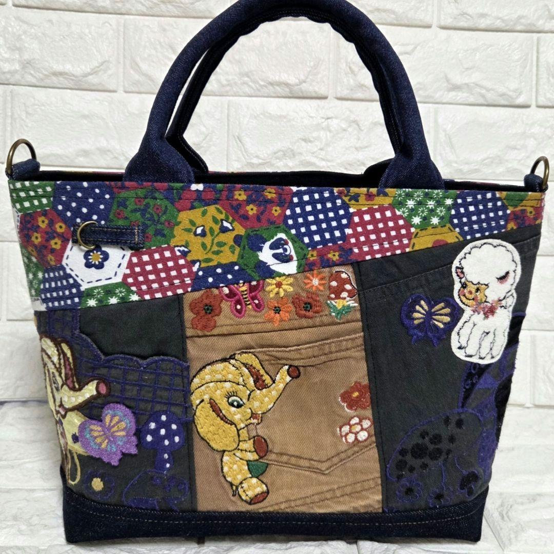 【SA様☘️専用】928 デニム＊リメイク＊刺繍＊バッグ＊トートバッグ