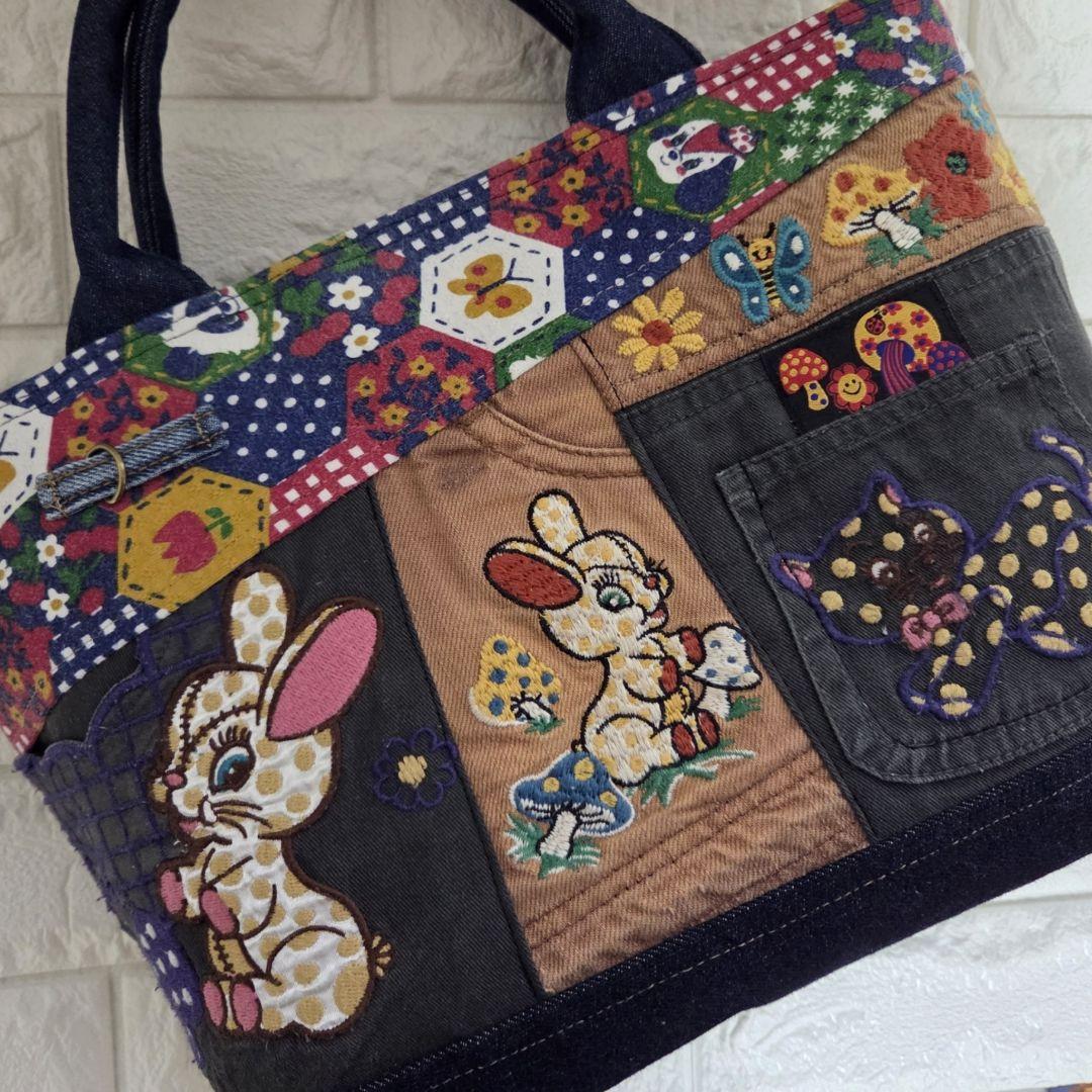 【SA様☘️専用】928 デニム＊リメイク＊刺繍＊バッグ＊トートバッグ