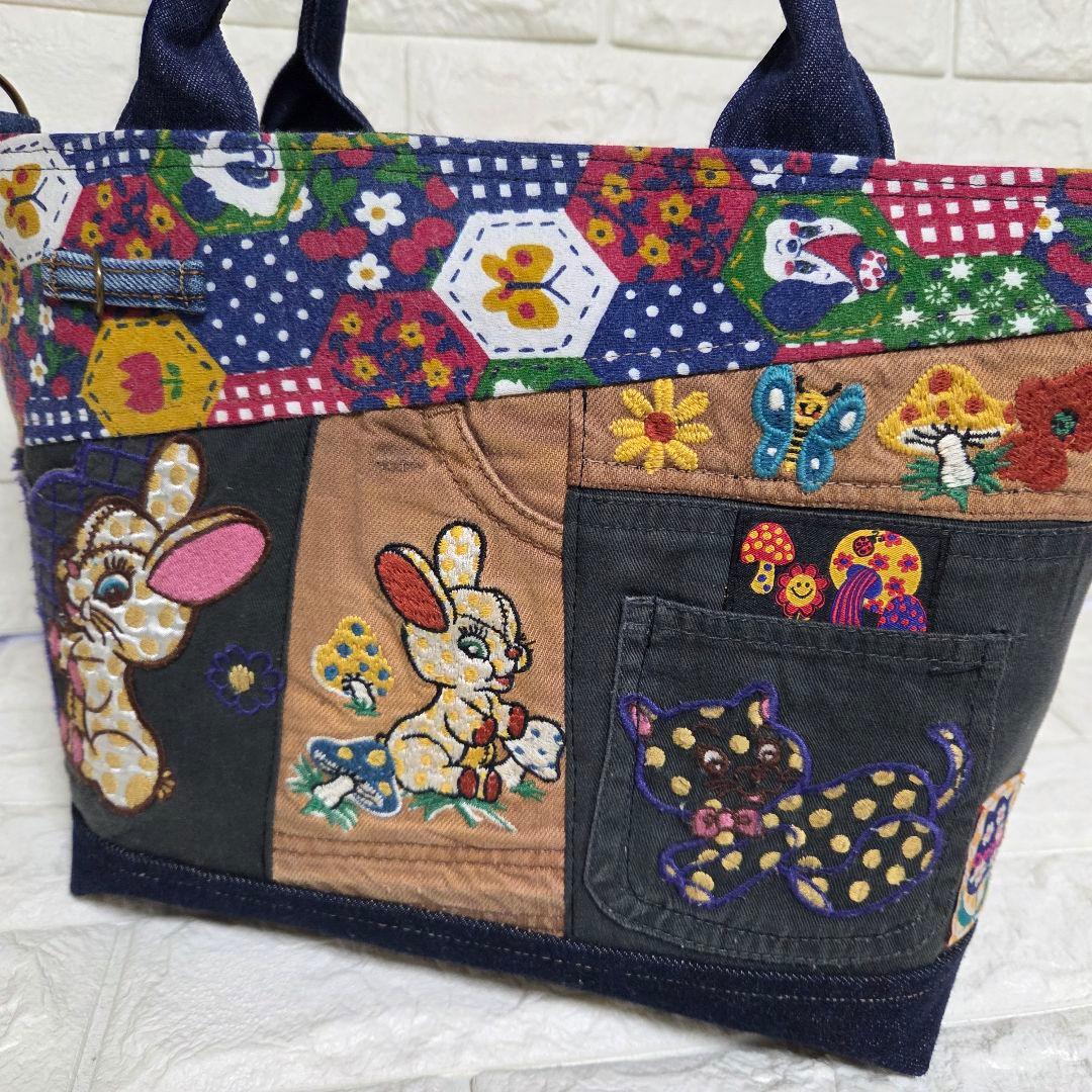 【SA様☘️専用】928 デニム＊リメイク＊刺繍＊バッグ＊トートバッグ