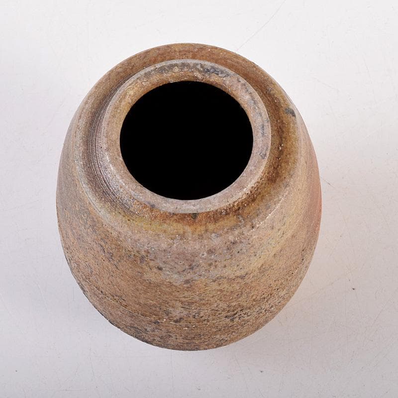 茶道具　備前焼　木村桃山作　茶入　袱紗付　共箱　V　R7875