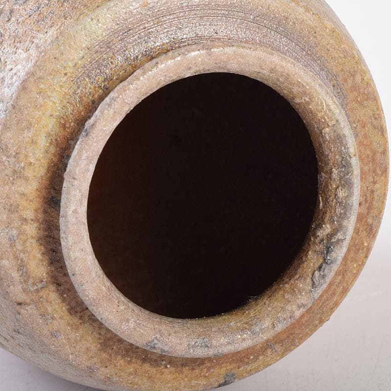 茶道具　備前焼　木村桃山作　茶入　袱紗付　共箱　V　R7875