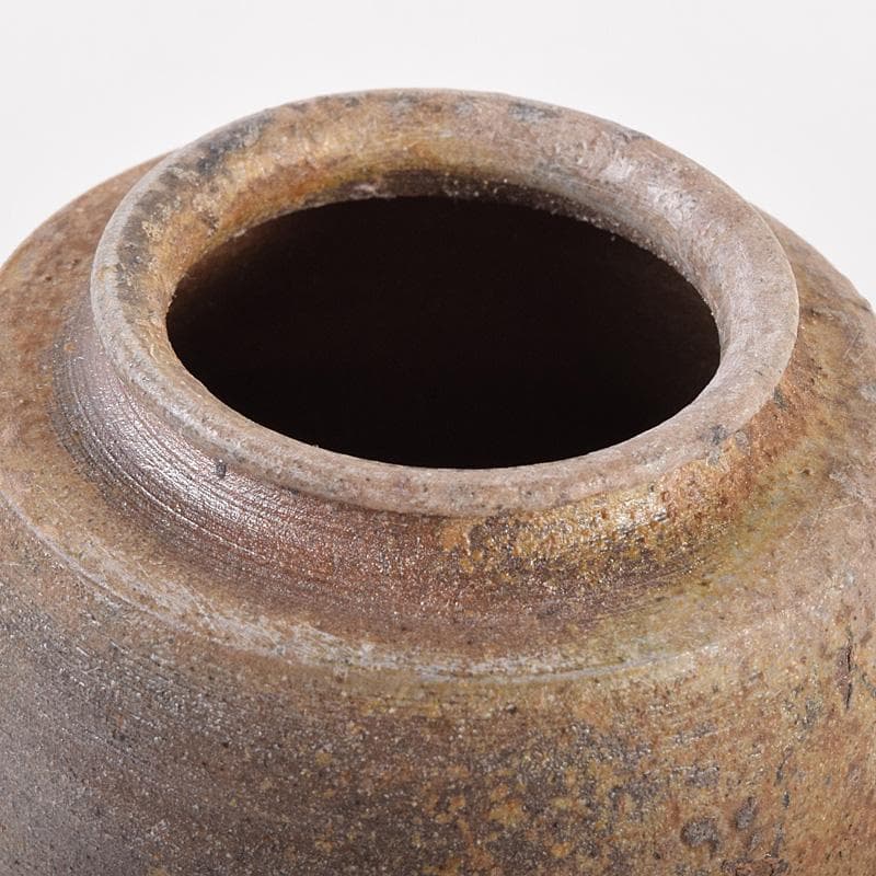 茶道具　備前焼　木村桃山作　茶入　袱紗付　共箱　V　R7875