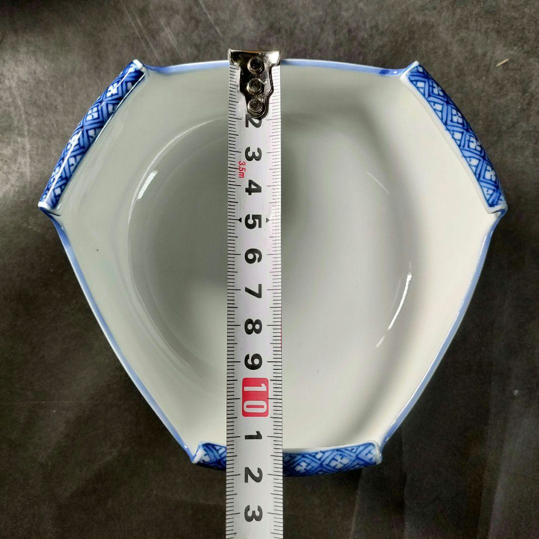 C14-4/平戸焼/在銘/染付三方巻小丼10客/共箱/小鉢/茶碗/懐石料理