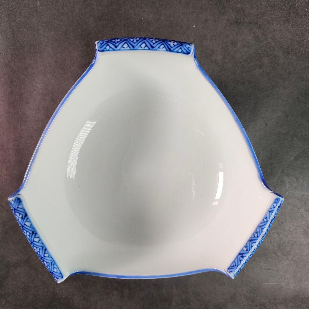 C14-4/平戸焼/在銘/染付三方巻小丼10客/共箱/小鉢/茶碗/懐石料理