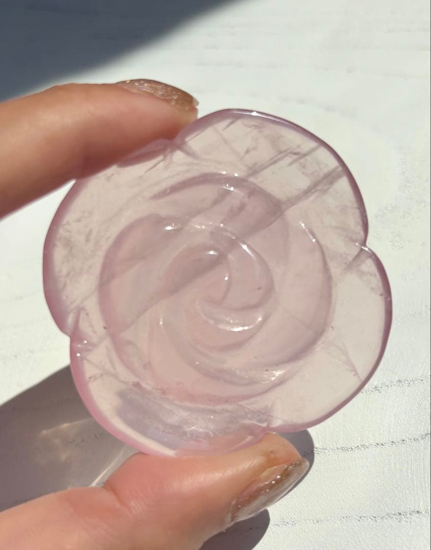 《恋愛運♡》ローズクオーツ　バラ　カービング