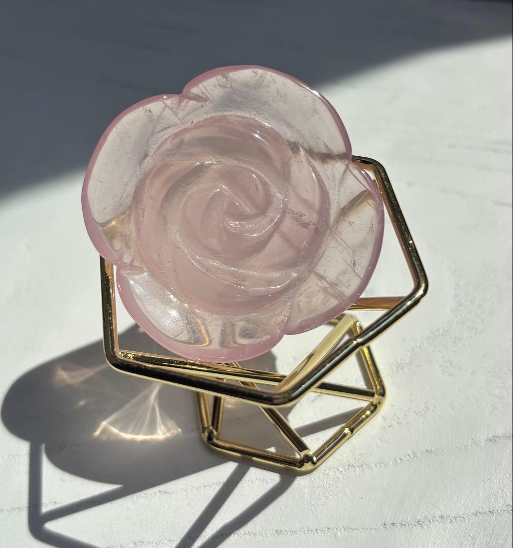 《恋愛運♡》ローズクオーツ　バラ　カービング