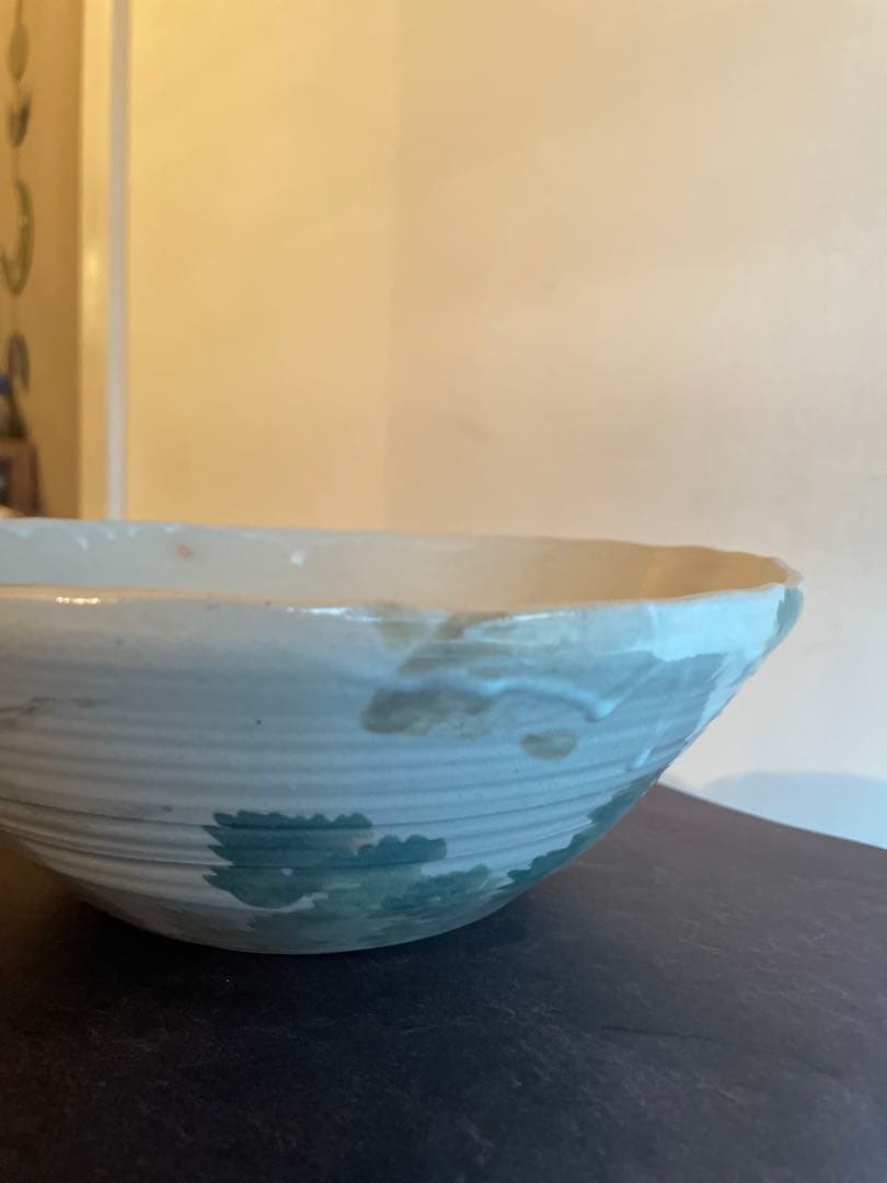 【骨董】五代　清水六兵衛造　清水焼　繒御本鉢　大鉢　魚模様