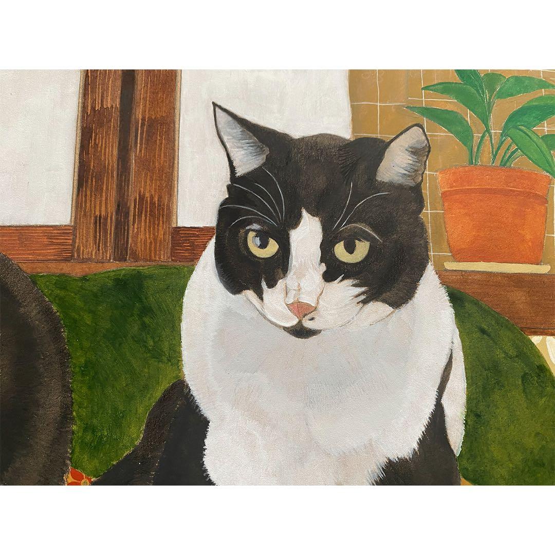 原画「寝床の二匹」《＋猫イラスト３枚無料プレゼント！》