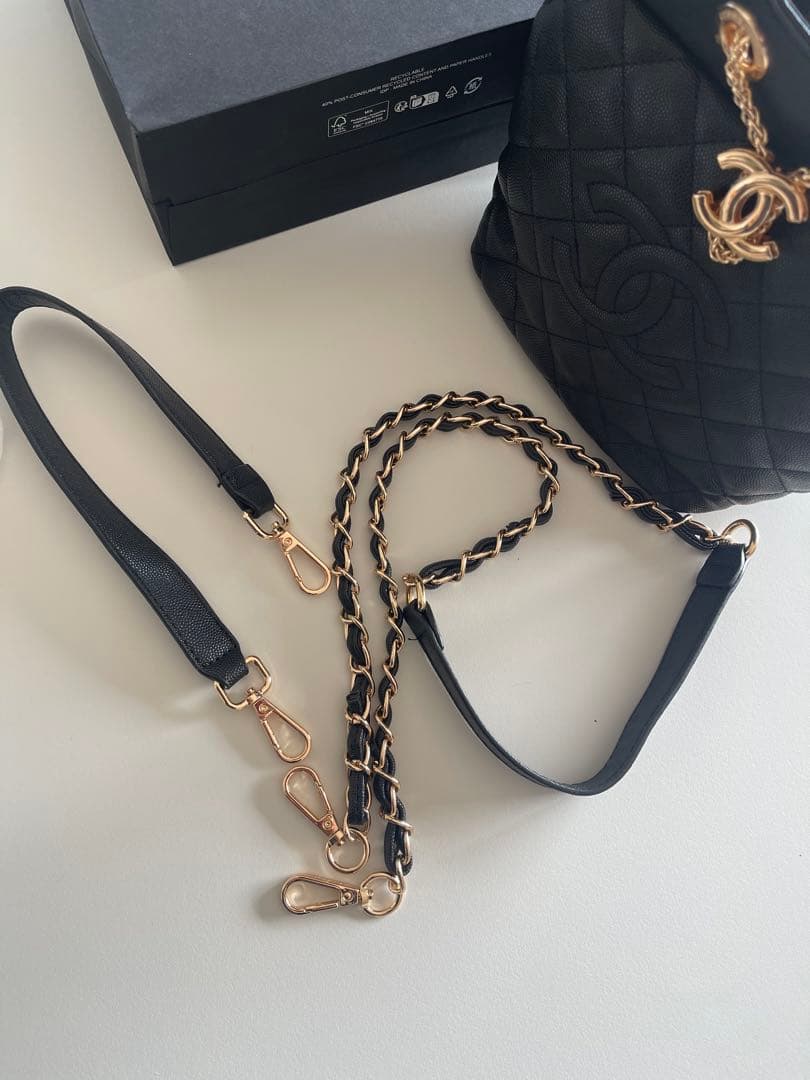 CHANEL 巾着ショルダーバッグ　ブラック　2way