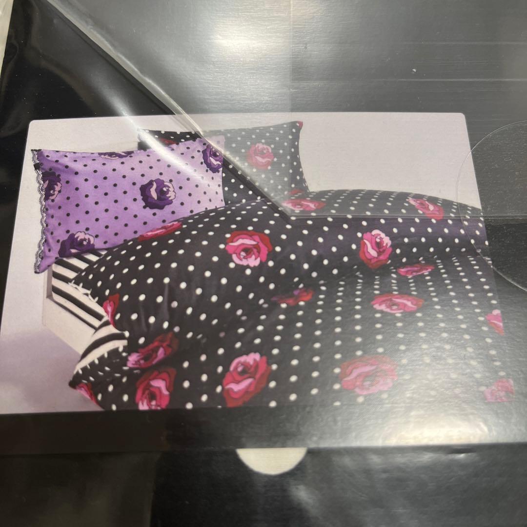 新品　アナスイ　ベッドリネン　３点セット　ブラック　ドットローズ　西川産業