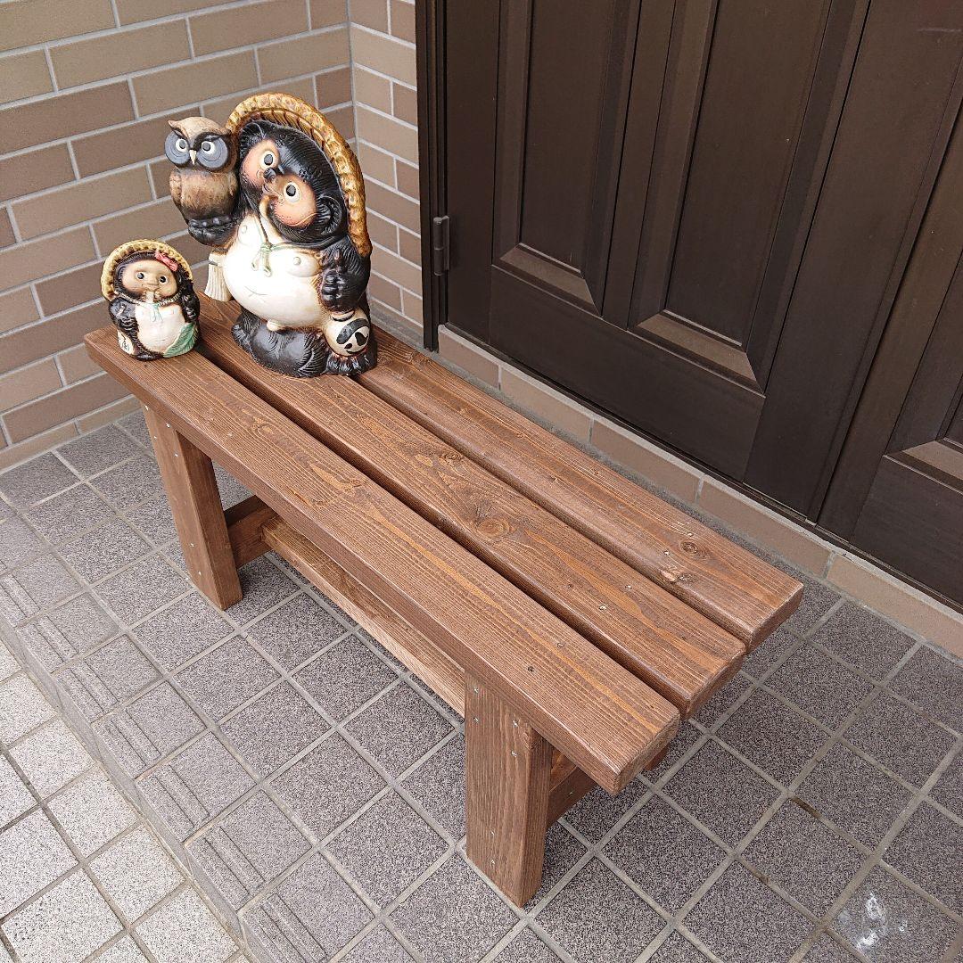 ベンチ　木製　８７cmタイプ　高さ３７cm　丈夫　多目的　椅子　スツール 屋外用