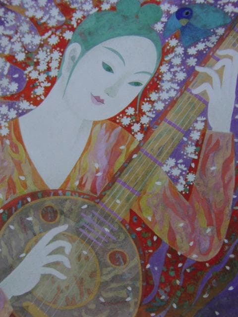 鈴木靖将、「花めぐわし」、希少な画集より、 新品高級額装付、状態良好