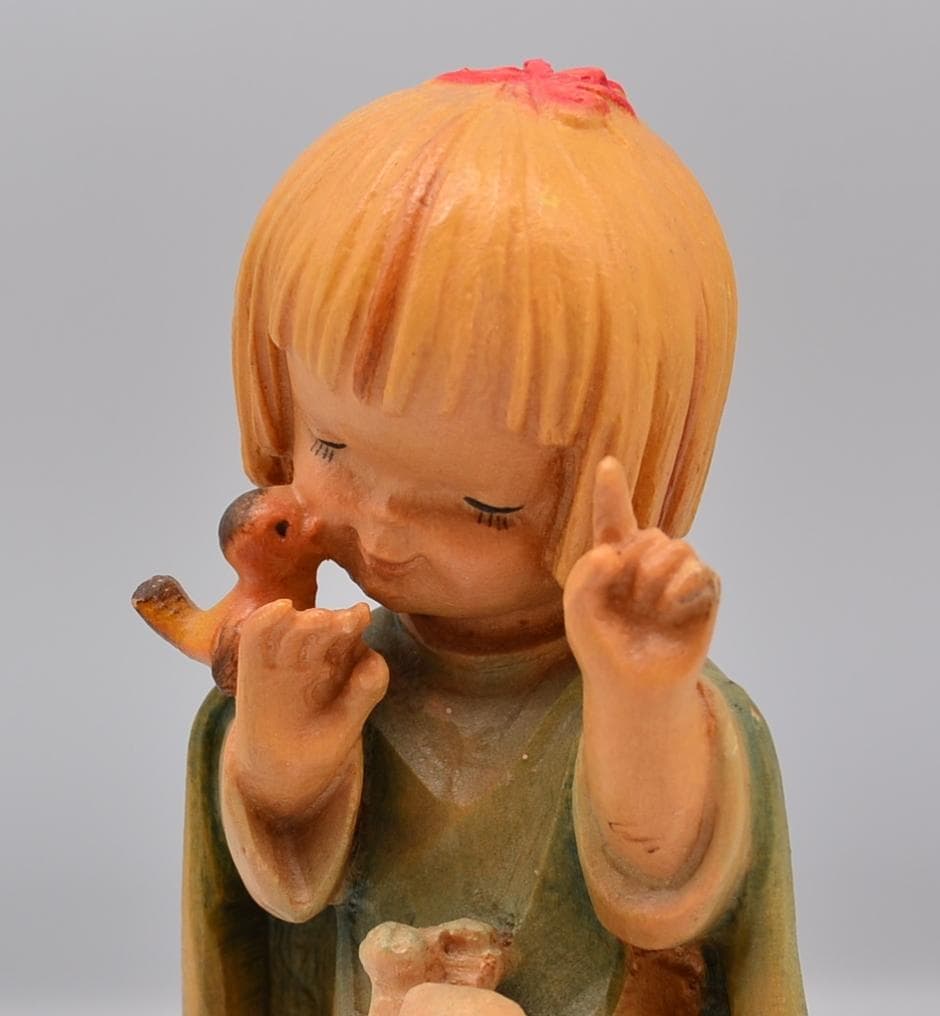 動物と話す　アンリ　ANRI　サラケイ　木彫り人形　15ｃｍ　ご成約済み