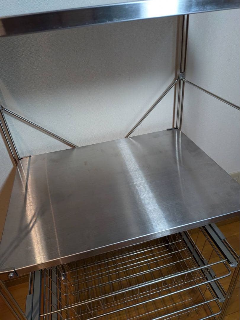 ■送料込■無印 ステンレスユニットシェルフ ステンレス棚 ワイヤーバスケット収納