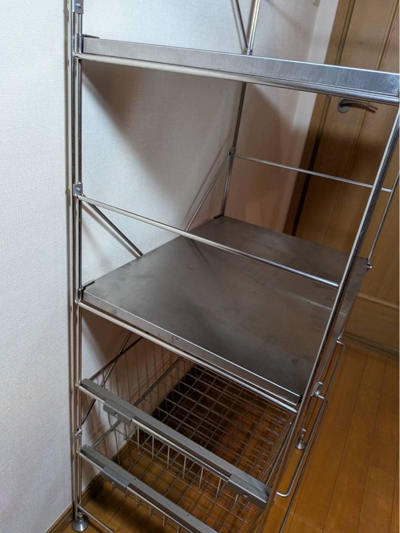 ■送料込■無印 ステンレスユニットシェルフ ステンレス棚 ワイヤーバスケット収納