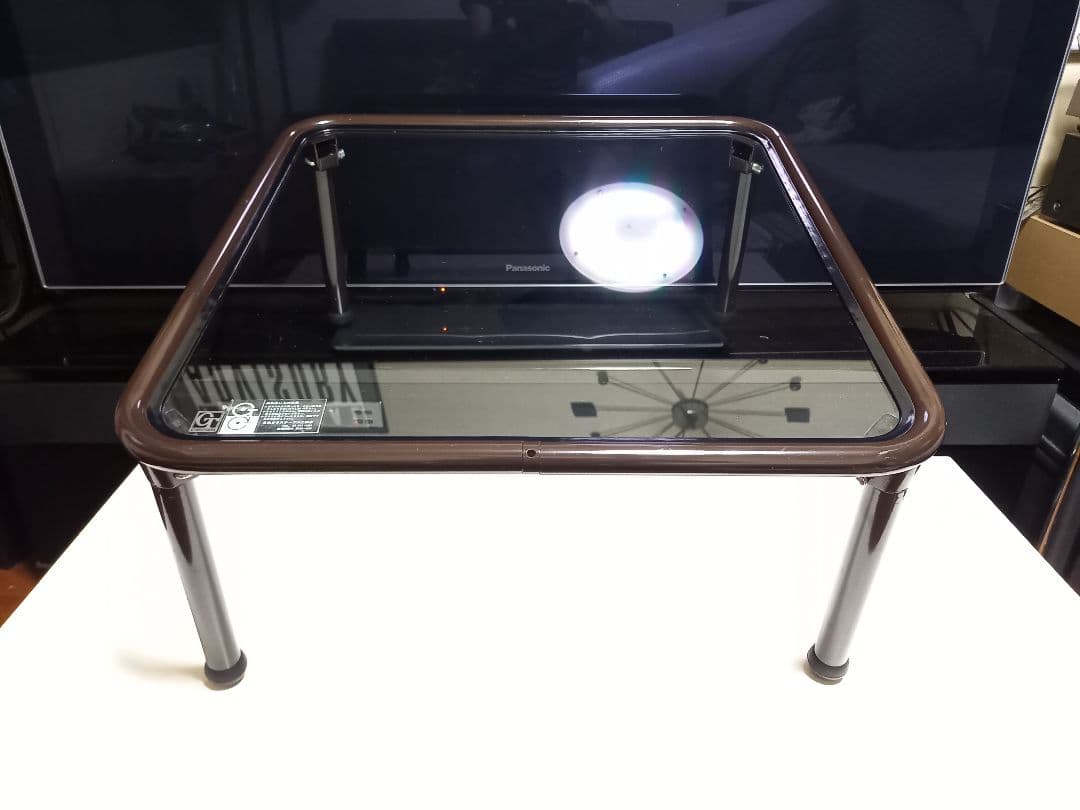 レア　1980s　ポストモダン　ボール脚　チョコレート　メタル　ガラス　テーブル