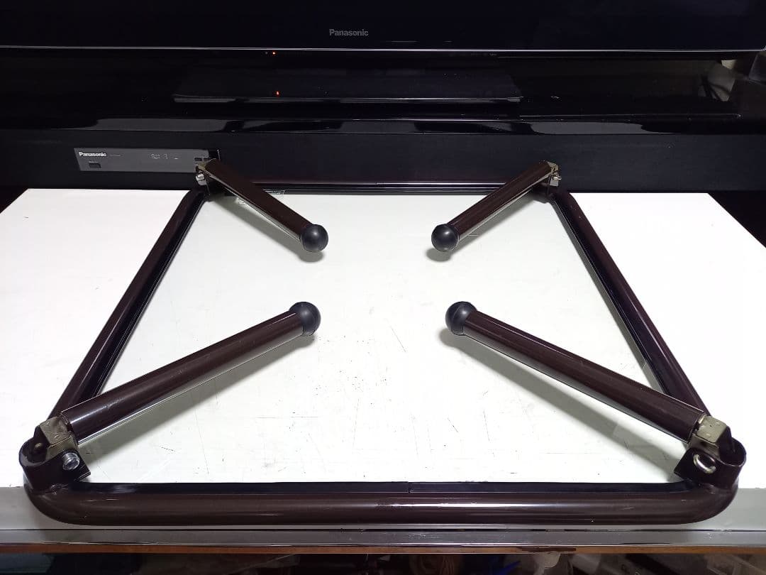 レア　1980s　ポストモダン　ボール脚　チョコレート　メタル　ガラス　テーブル