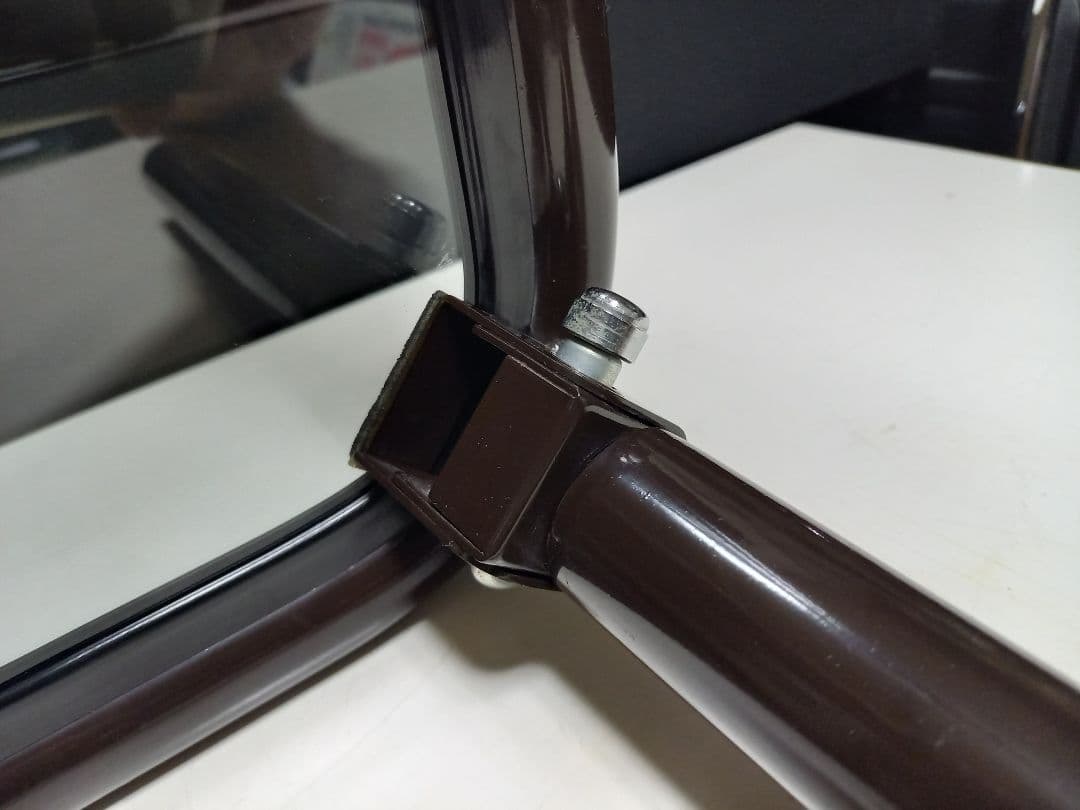 レア　1980s　ポストモダン　ボール脚　チョコレート　メタル　ガラス　テーブル