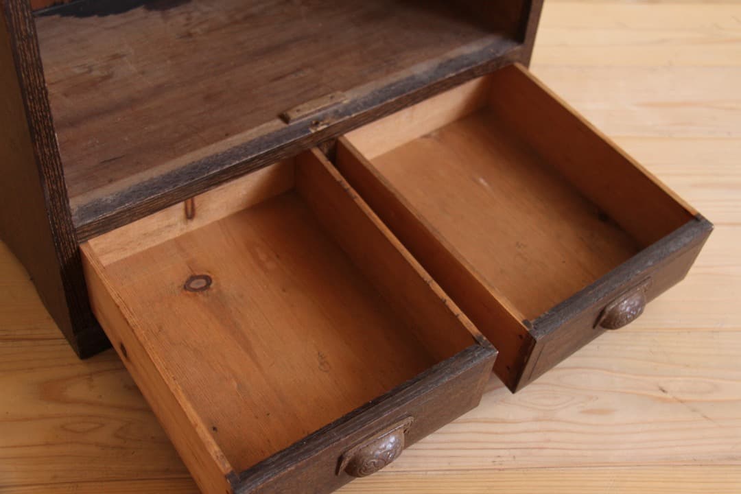 棚　2段　引き出し　木製　収納棚　古道具　古家具　ビンテージ　アンティーク