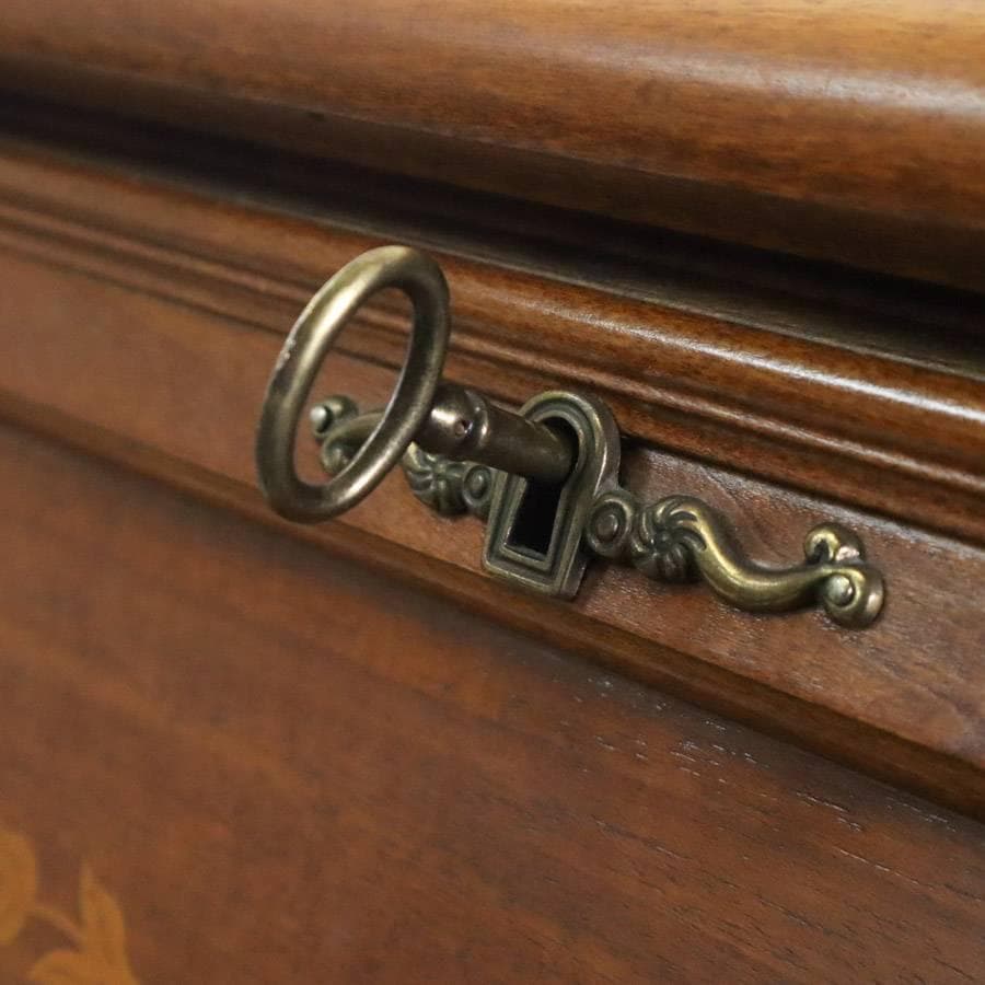 値下 イタリア製 象嵌 鍵付き ライティングデスク ビューロー 書斎机 チェスト