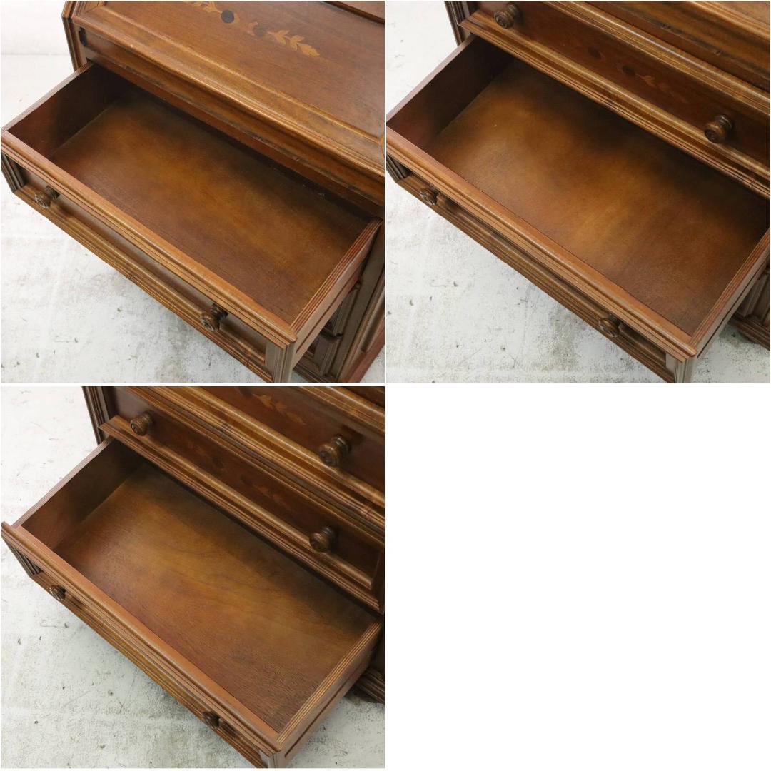 値下 イタリア製 象嵌 鍵付き ライティングデスク ビューロー 書斎机 チェスト