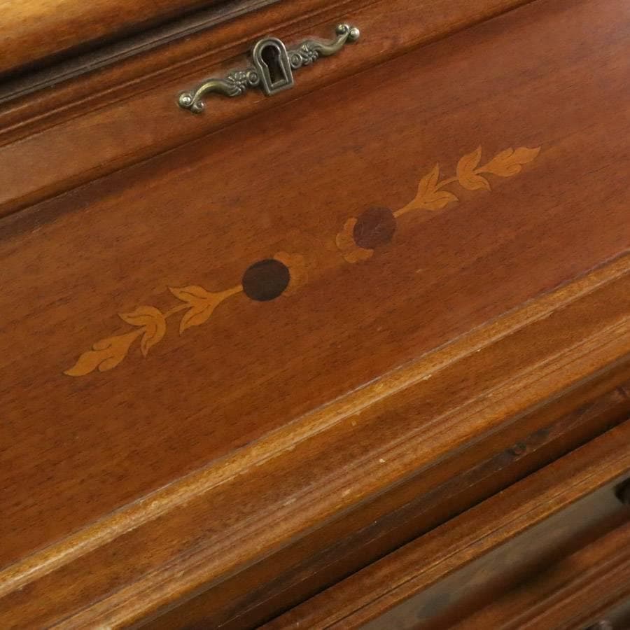 値下 イタリア製 象嵌 鍵付き ライティングデスク ビューロー 書斎机 チェスト