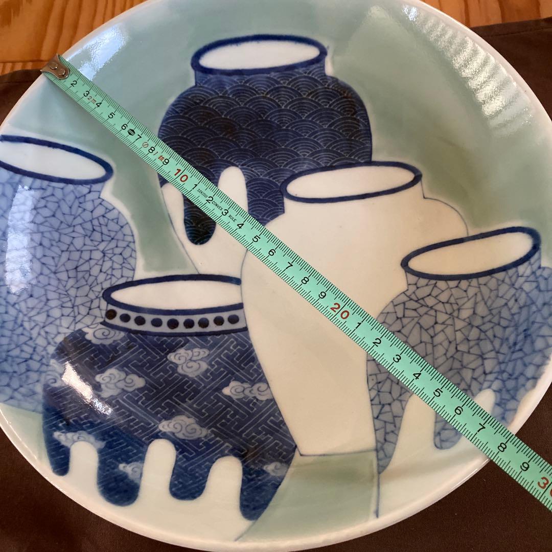 骨董 色鍋島 壺模様 大皿 約28cm