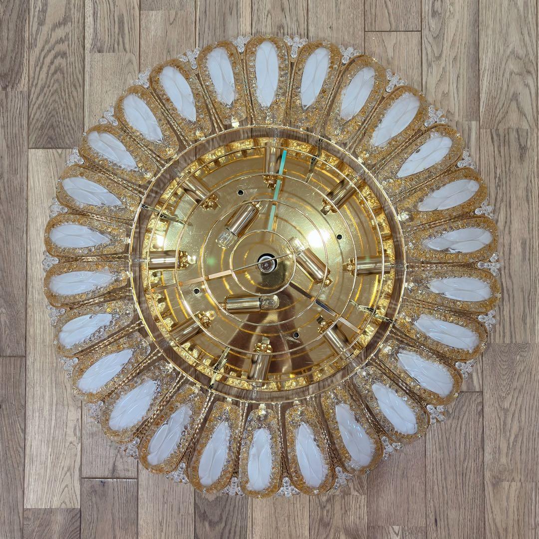 ②アンティーク・ガレ　シャンデリア　12灯 クリスタル　ゴールド　照明　リビング