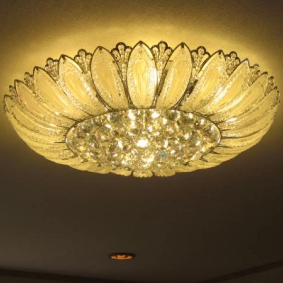 ②アンティーク・ガレ　シャンデリア　12灯 クリスタル　ゴールド　照明　リビング