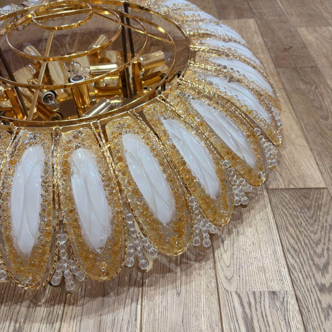 ②アンティーク・ガレ　シャンデリア　12灯 クリスタル　ゴールド　照明　リビング