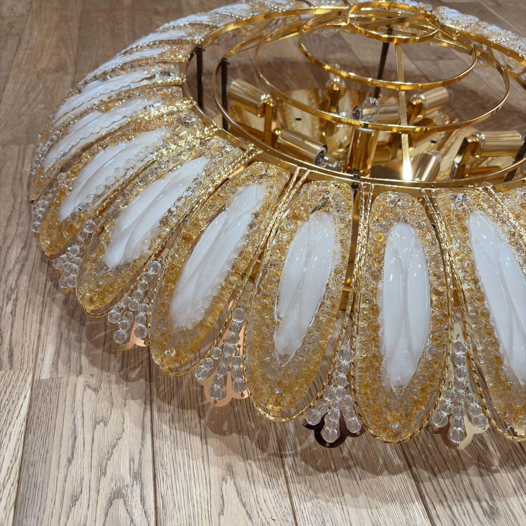 ②アンティーク・ガレ　シャンデリア　12灯 クリスタル　ゴールド　照明　リビング