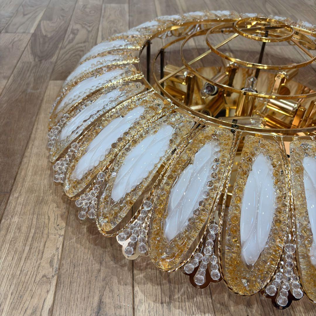 ②アンティーク・ガレ　シャンデリア　12灯 クリスタル　ゴールド　照明　リビング