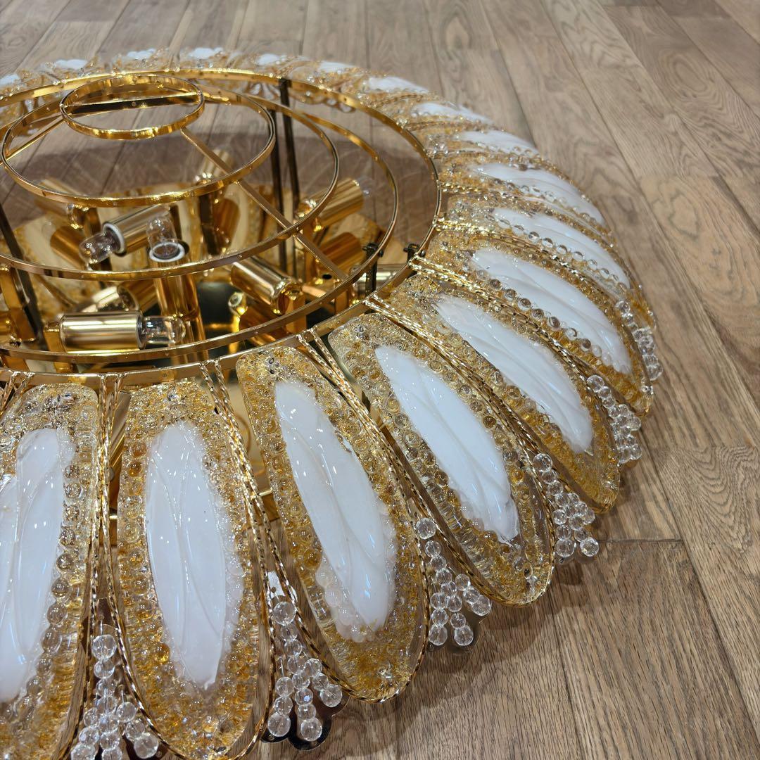 ②アンティーク・ガレ　シャンデリア　12灯 クリスタル　ゴールド　照明　リビング