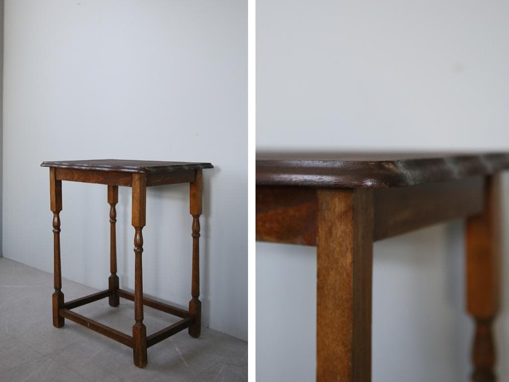 英国アンティーク木製サイドテーブル/オケージョナル机/飾り棚/花台(91-176